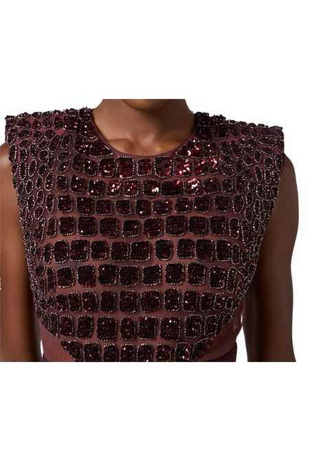 Abito Elisabetta Franchi donna AB83457E2EA4 Bordeaux  tulle ricamo cocco ELISABETTA FRANCHI | Abiti | AB83457E2EA4